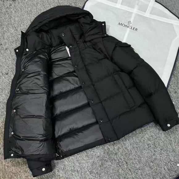 Moncler Maya Black Shiny Hooded Down Jacket - Picture 1 of 8